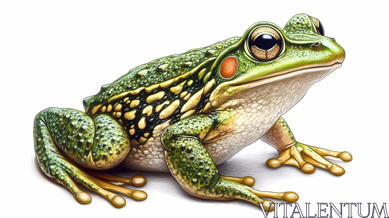 Exquisite Frog Drawing on White Background AI Image