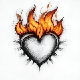 Heart on Fire Sketch Art