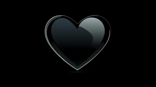 Glossy Heart Shape on Black Canvas