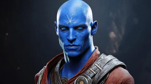 Blue Skinned Man Close-up