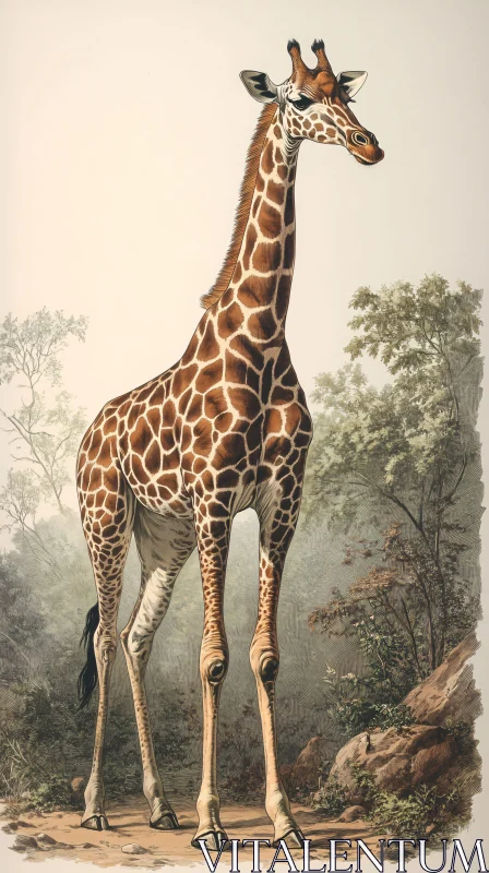 AI ART Giraffe Amongst Nature