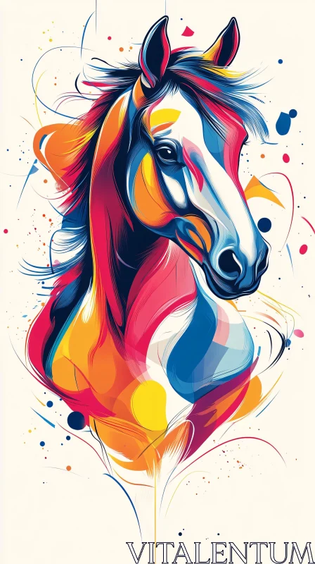 Vivid Abstract Equine Portrait AI Image