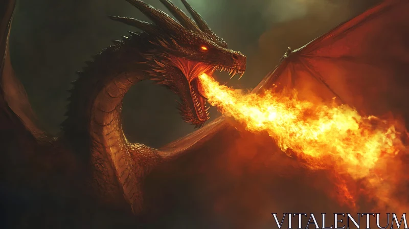 Dragon's fiery breath art AI Image