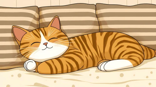 Adorable Cat Illustration Slumber