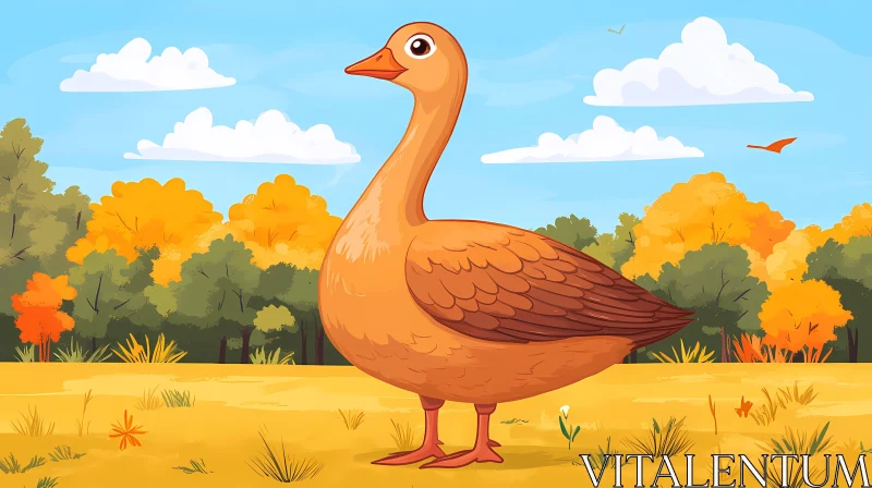 Autumn Goose Illustration AI Image