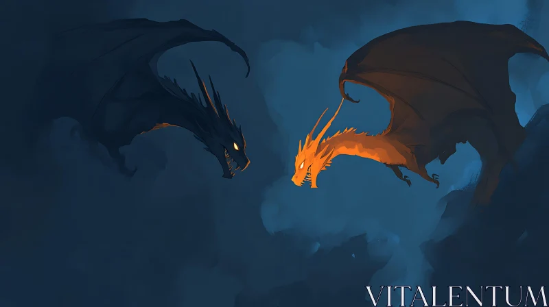 AI ART Dragons Face-Off Digital Art