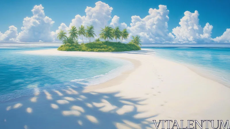 AI ART Serene Tropical Island with Sandy Beach