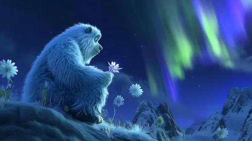 Bear with Flower at Night