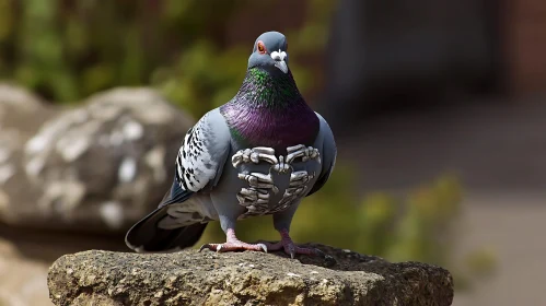 Unique Pigeon with Bone Chest