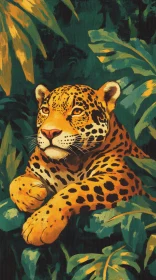 Jaguar Resting in Jungle