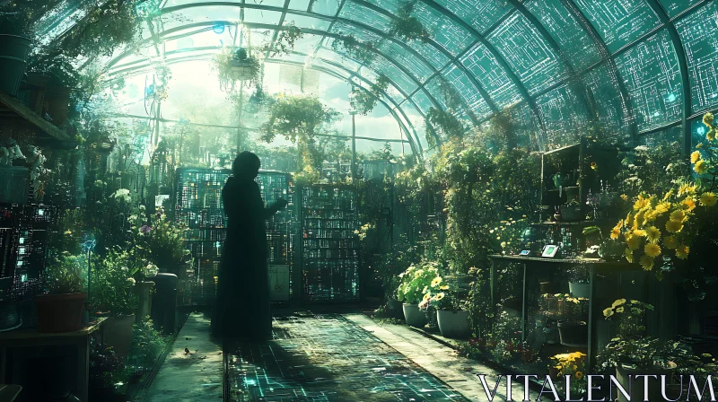 Futuristic Greenhouse with Plants AI Image