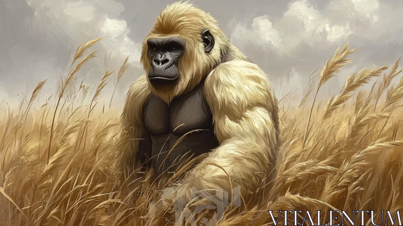 White Gorilla in Wheat AI Image