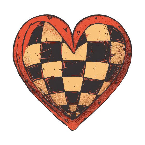 Artistic Checkerboard Heart T-Shirt Design