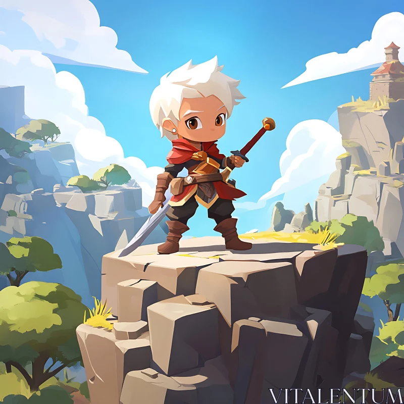 Stylized Warrior Cartoon Landscape