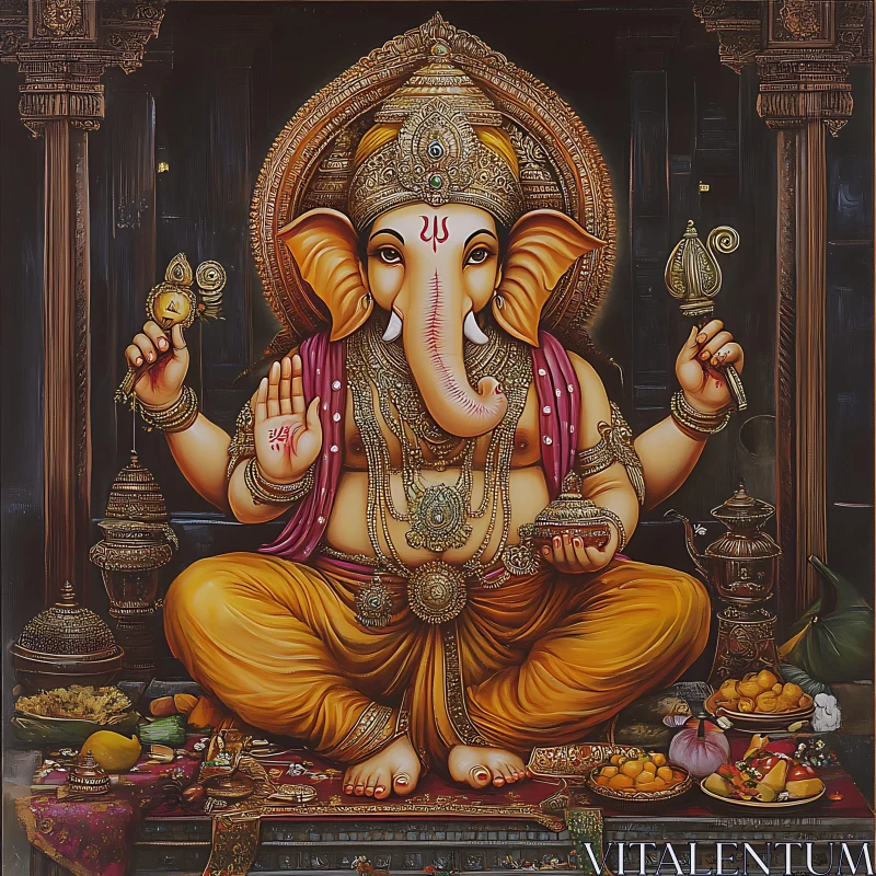 Lord Ganesha: A Spiritual Depiction AI Image