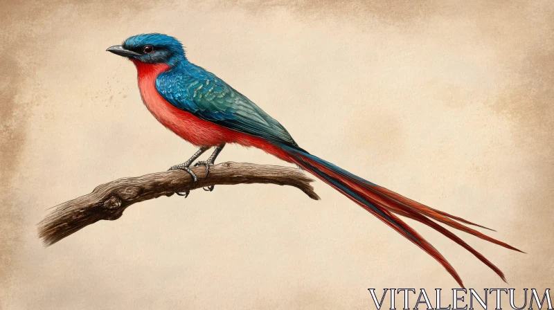 AI ART Colorful Bird on Branch