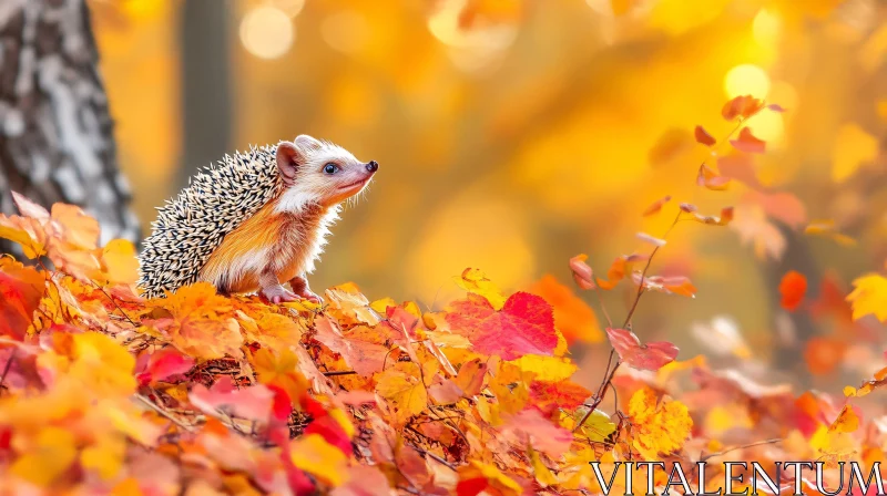 AI ART Hedgehog Amidst Fall Foliage