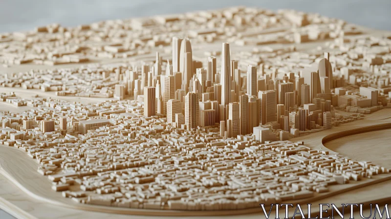 Monochrome City Model Architecture Design AI Image