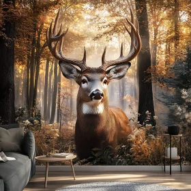 Serene Autumn Scene with Deer