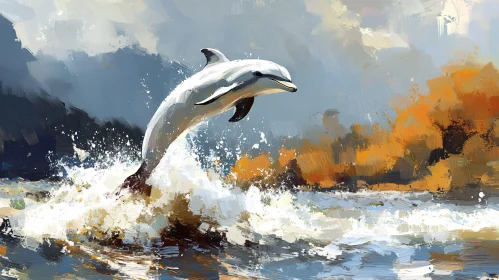 Oceanic Dolphin Leap Painting