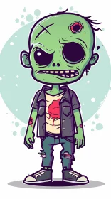 Cartoon Illustration of a Green-skinned Zombie