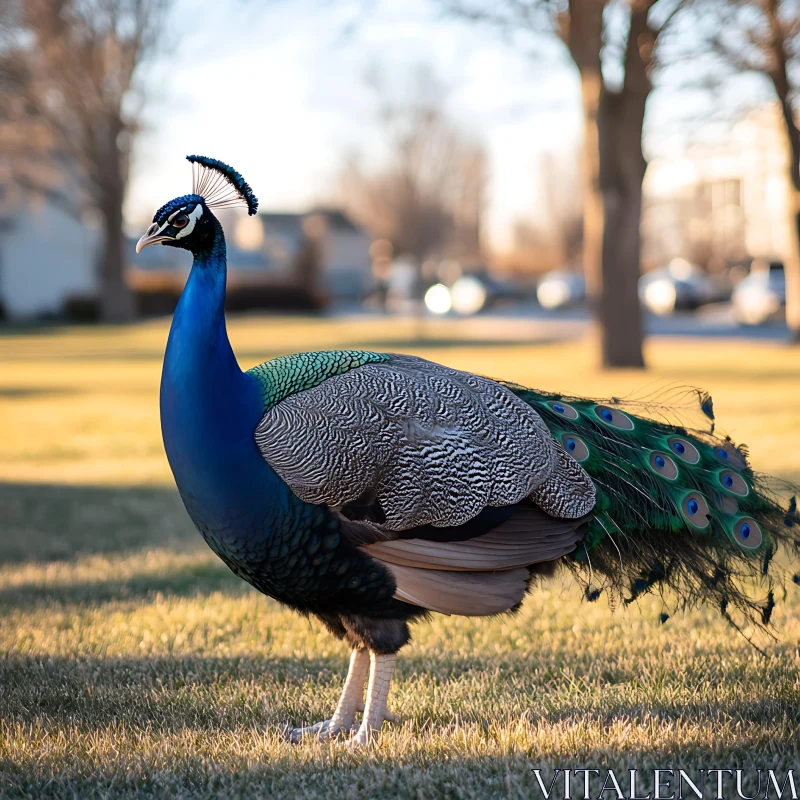 AI ART Peacock's Elegant Stance in Golden Light