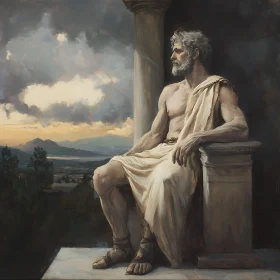 Ancient Man Contemplating Landscape