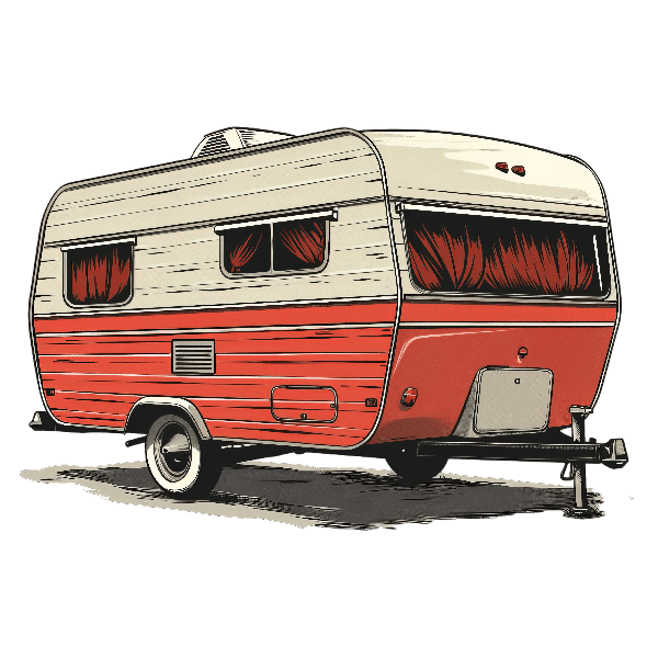 Vintage Camper Illustration for T-Shirt Printing POD Design