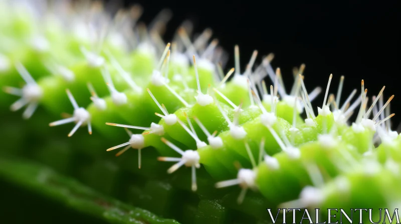 Close-up of Tiny Green and White Fungus - Emphasizing Joints and Spiky Mounds AI Image