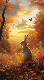 Tranquil Sunset with Rabbit