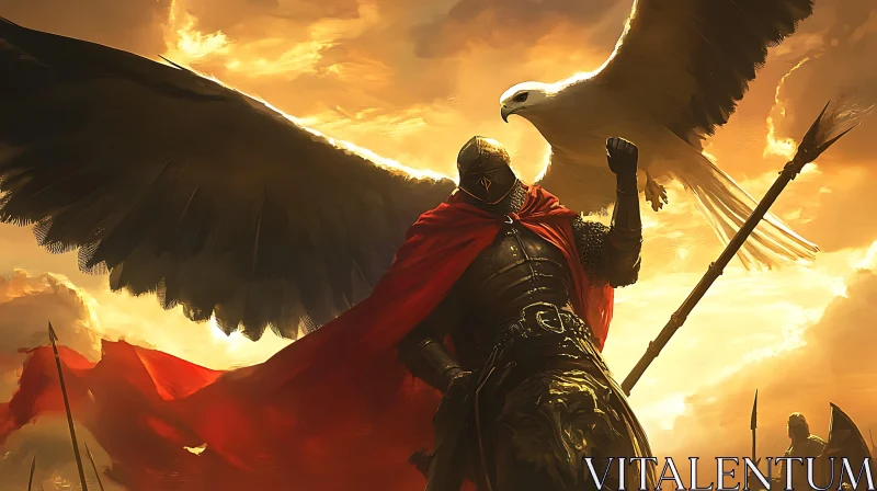 AI ART Fantasy Warrior and Eagle Artwork