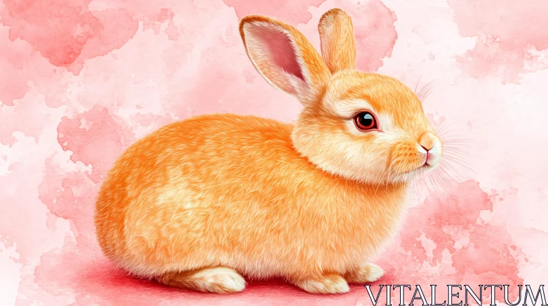 AI ART Orange Rabbit in Watercolor Art