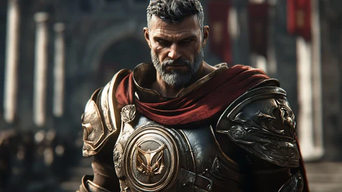 Armored Warrior with Red Cape
