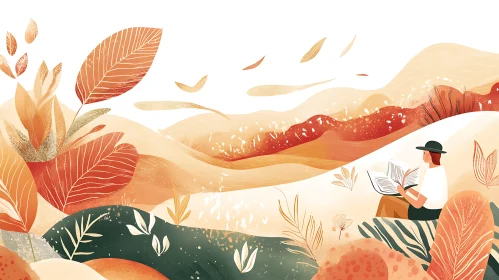 Calm Autumn Day Illustration with Reader