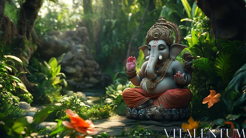 Ganesha in Natural Splendor AI Image