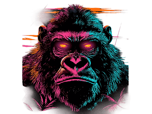 POD Design Gorilla with Neon Eyes T-Shirt Design