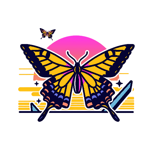 Retro Vector Illustration of a Colorful Butterfly POD Design