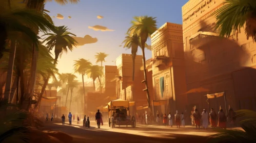 Vibrant Street Decor: A Captivating Painting of a Desert City