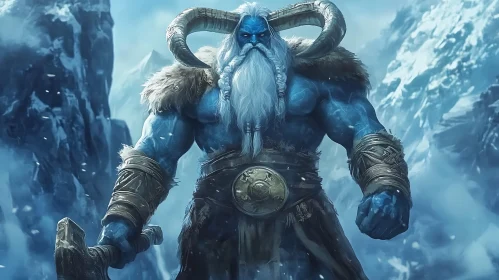 Blue Skinned Giant with Horns