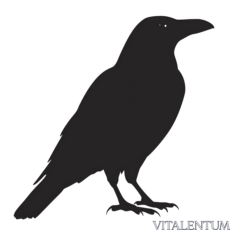 Monochrome Raven Illustration AI Image