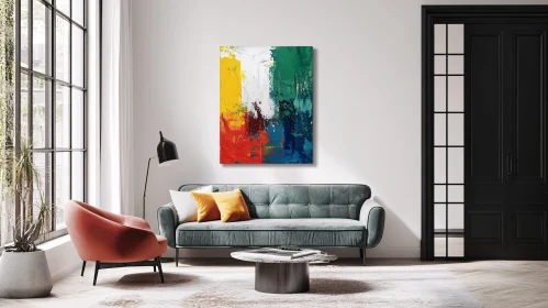 Colorful Abstract Art Above Couch