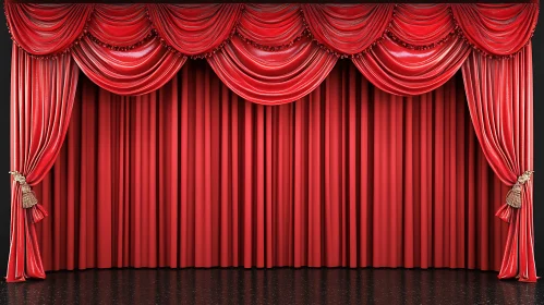 Opulent Red Velvet Stage Curtains