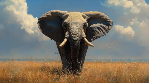 Elephant in Wild Landscape