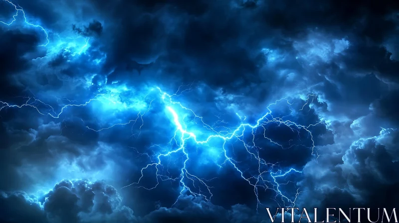 Blue Lightning Storm AI Image