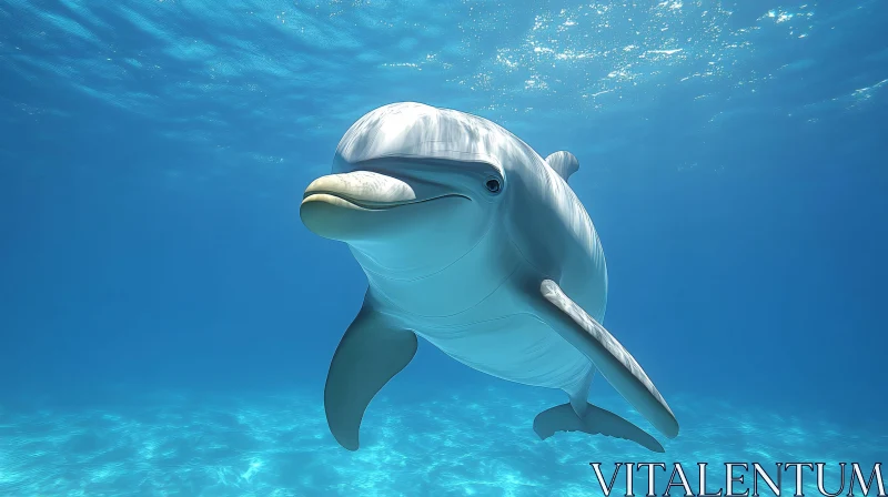 AI ART Gentle Dolphin in Ocean Waters