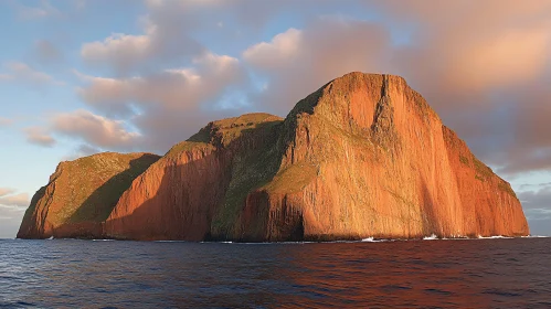 Sunset Illuminates Island Cliffs