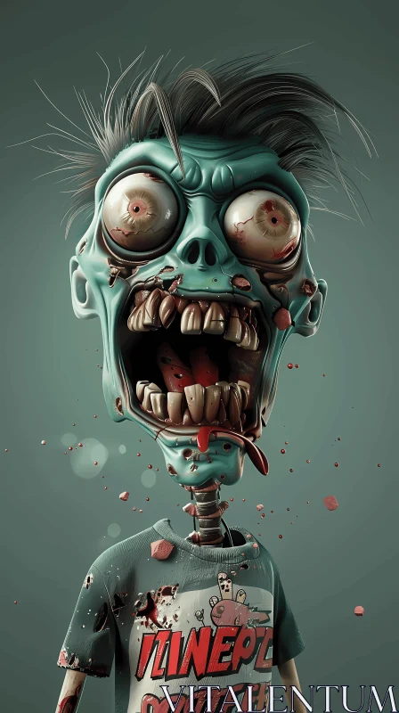 3D Rendered Image of a Horrifying Zombie AI Image