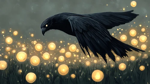 Mystical Raven and the Glowing Field