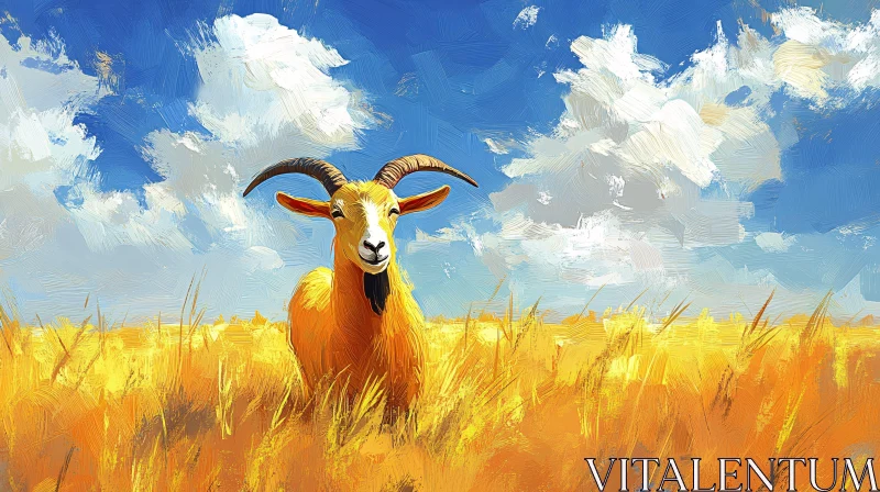 Goat in Field Artwork AI Image