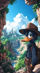 Explorer Duck in Lush Landscape